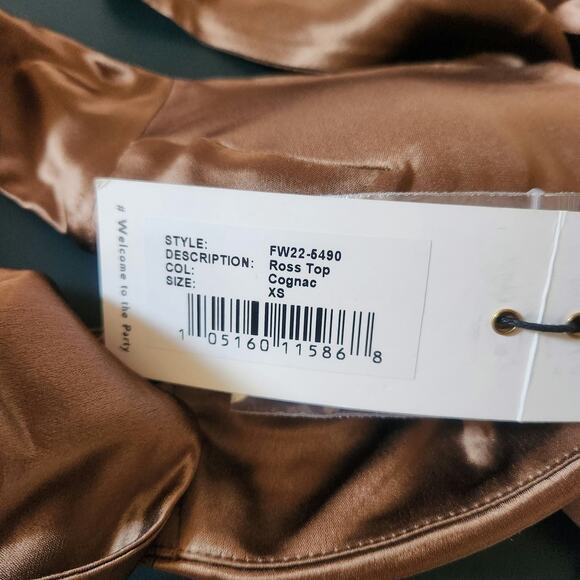 Retrofete Ross Top in Cognac Brown Size XS NWT Satin Padded Bust Strapless - Picture 9 of 10